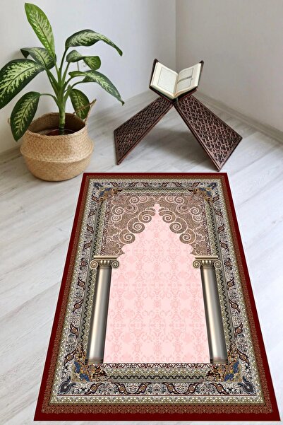 Carmine Carpet سجادة صلاة بقاعدة مطبوعة رقمية وقابلة للغسل وغير قابلة للانزلاق