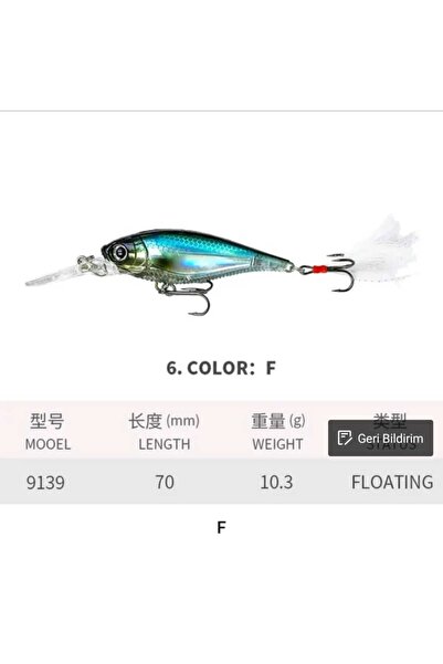 Bozok balıkçılık DALARLI MAKET BALIK, DALARLI RAPALA , ( 7CM 10,3 GRAM FLOATİ...