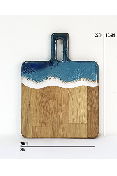 Shuroo Resinart Epoksi Deniz Temalı Ahşap Peynir Sunumluk, 20x27 Cm.