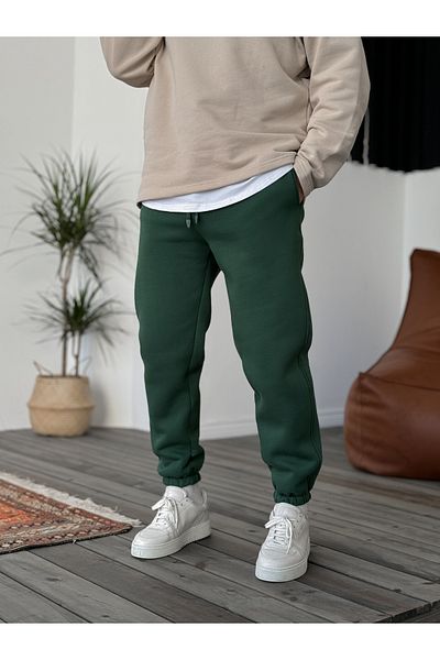 BYBASICMAN Dark Green Elastic Leg Raster Sweatpants Jj-396/1406