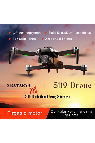 piha S119 Drone Fırçasız Motor 2batarya Ile 30dakika Uçuş 1080p Hd Kamera Eng...