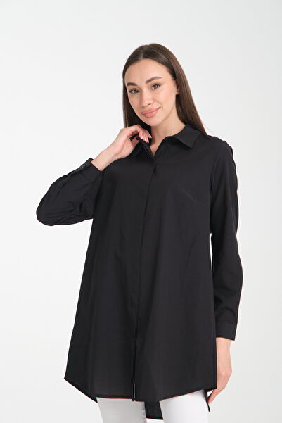 ensade قميص منسوج بأزرار مخفية من الخلف