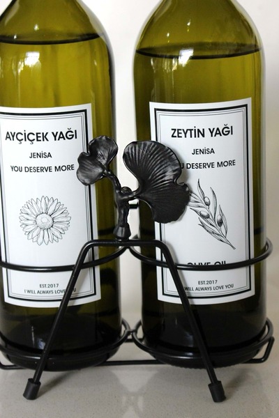 Jenisa Special Design 2-Piece Ginkgo Oil Pot with Black Stand 750 ml