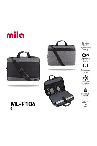 Mila حقيبة كمبيوتر محمول Classone ML-F104 باللون الأسود من Mila - متوافقة مع Lenovo، HP، Asus، Macbook، Mac Air