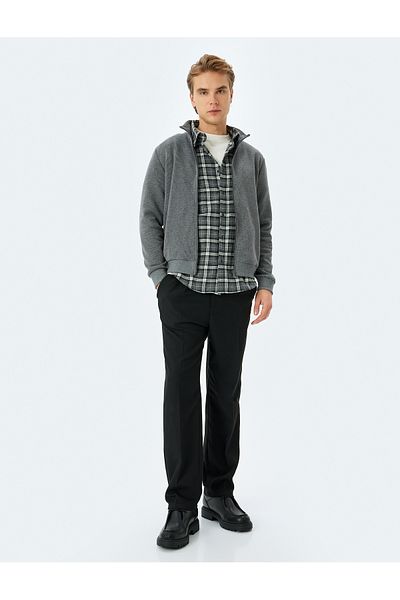 Koton Long Sleeve Cotton Blended Basic Zip-Up Sweatshirt