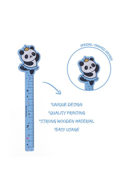 VUKİ Suport de cărți cu riglă din lemn cu model panda