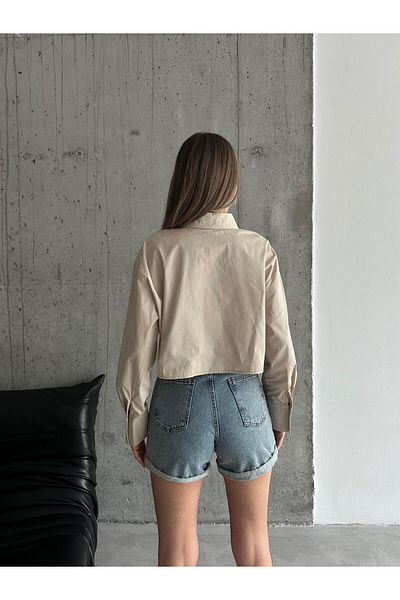 mydukkan.co Top cu buzunar Daisy, cămașă crop Stone