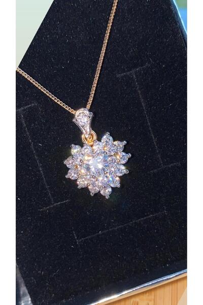 juleeco Zirkon Taşlı Kalp Rose Rodyum Kolye(44 5CM)(XUPİNG)