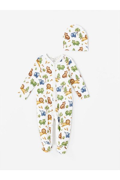 LC Waikiki Lcw Baby Beige Printed Baby Boy Hospital Discharge Set