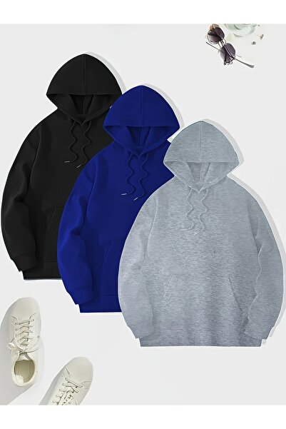 Lider Leather Set de 3 hanorace simple de bază cu glugă - Design elegant și c...