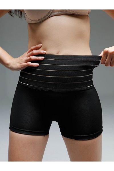 MİSTİRİK Plus Size Cagno Model - Flexible Waist, Tightening Belly, Black Sports Boxer Corset