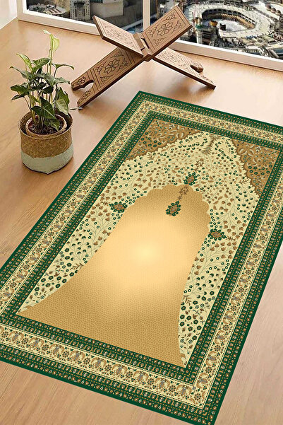 Carmine Carpet Covor de rugăciune lavabil, imprimat digital, cu bază anti-alu...