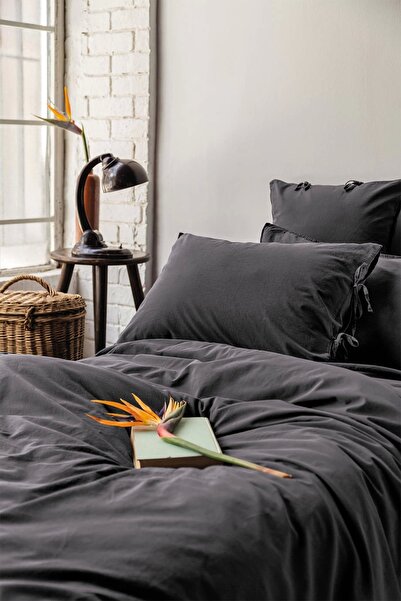 İssimo Home Savanna Blacky Yıkanmış %100 Pamuk Poplin Nevresim Takımı King