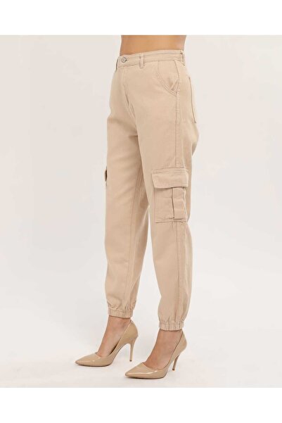 SHEVEGA Women's Stone Leg Elastic Linen Cargo Pants