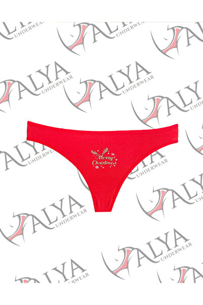 ALYA UNDERWEAR Year Themed Red Thong Panties - Merry Christmas Printed, Single Pack