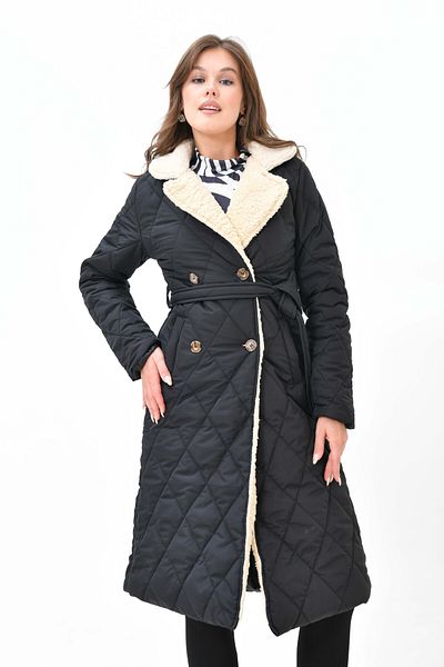 VOLT CLOTHİNG Women's Maxi Length Sheepskin Quilted Coat