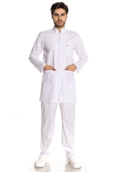 TIPMOD Men's White Medium Size Judge Collar Doctor Apron