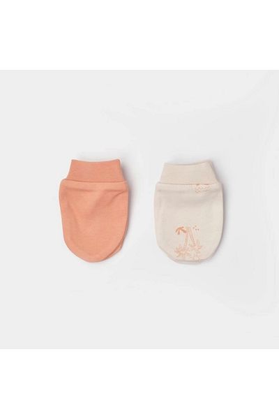 Biorganic Hello Safari 2-Piece Baby Gloves - 72224 Ecru Tile