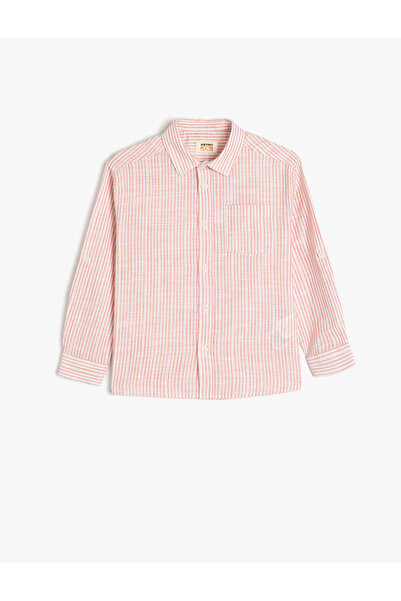 Koton Cămașă pentru băiat roz cu dungi 5SKB60066TW
