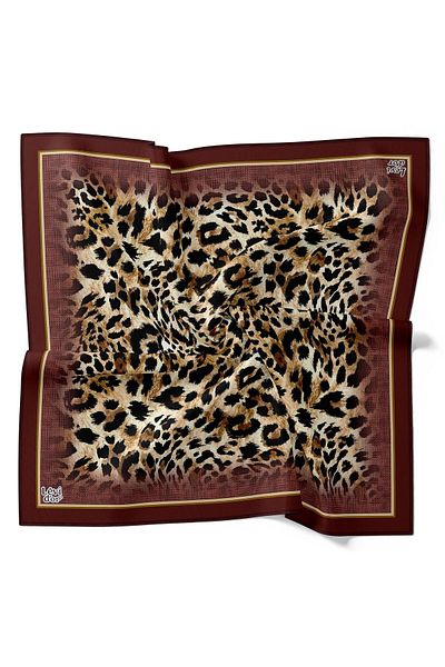 Levidor Μπορντό Leopard Pattern Twill Silk Φουλάρι
