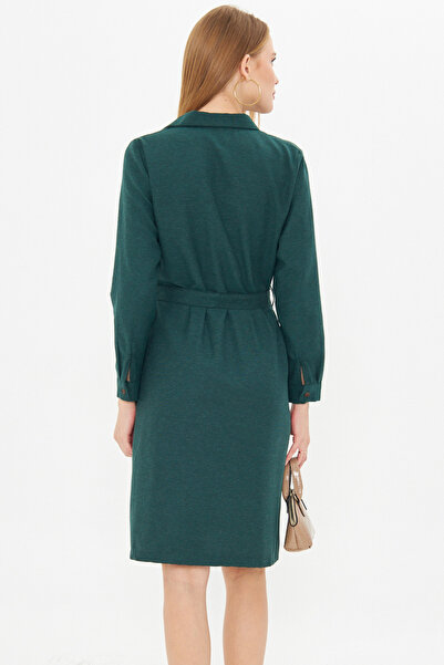 armonika Γυναικείο Σμαραγδένιο Μακρύ Πουκάμισο Φόρεμα ARM-22K 001141