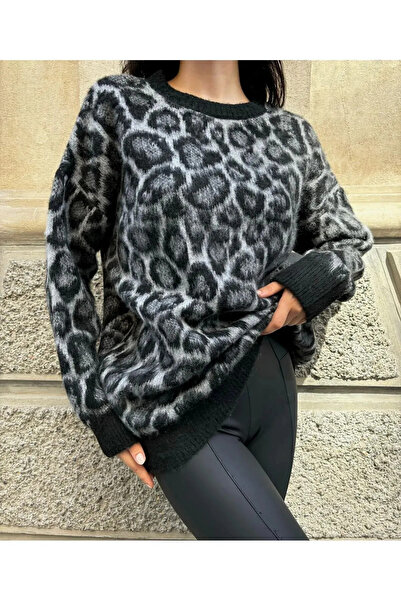 Velista Pulover cald și moale cu imprimeu leopard