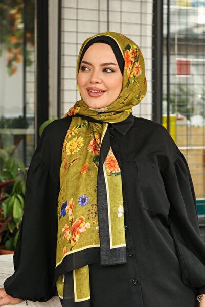 Hint İpek Doğal Yün Kaşmir Karışımlı Şal Kışlık Dört Mevsim Desenli Şal