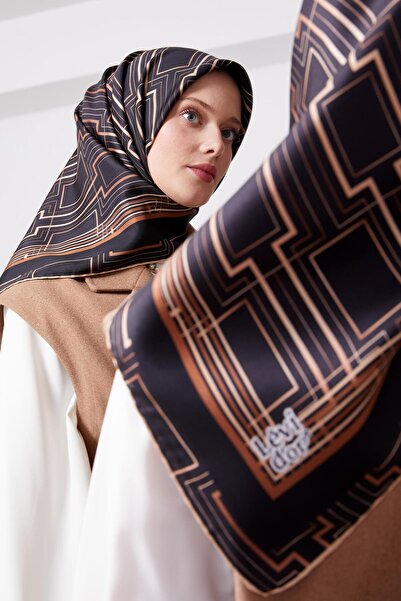 Levidor Black Cube Pattern Twill Silk Scarf