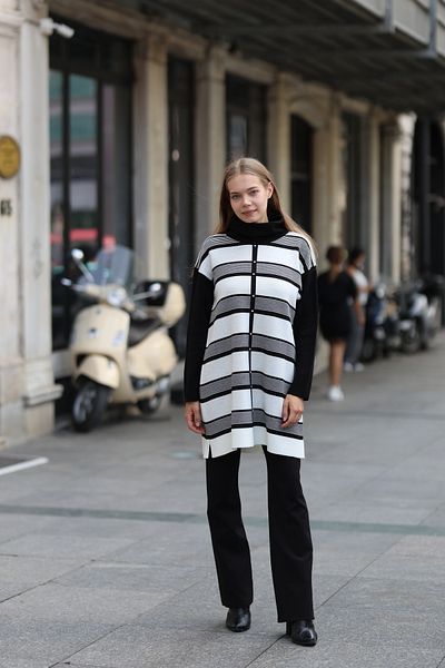 CNR TEKSTİL Stripes and Stone Embroidered Ankle Kit Suit