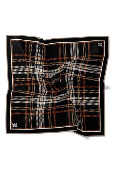 Levidor Μαύρο μεγάλο καρό μεταξωτό μαντήλι από μετάξι