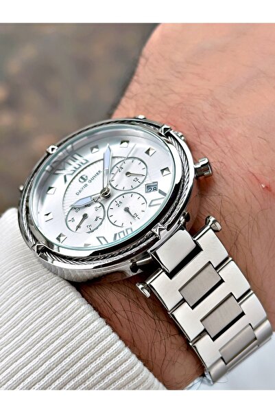 DAVID GUNER Function Silver Color Steel Band Men's Wrist Watch 8273A1