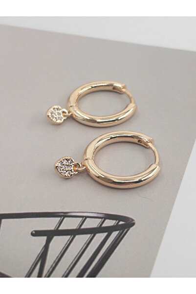 Siya Silver Zirkon Taşlı Halka Kalp Küpe- 5 mm Kalp