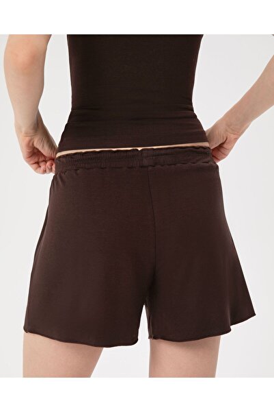 Ayma Active Εκκαβερό ™ Γυναικεία Πυτζάμες Βισκόζη Καφέ Μπόξερ Σορτς - Κορδόνι