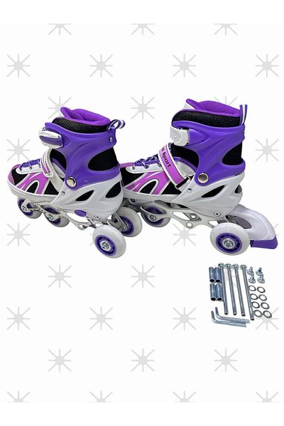Duman Skates Adjustable 2+1 Lighted Metal Body Practice Skates