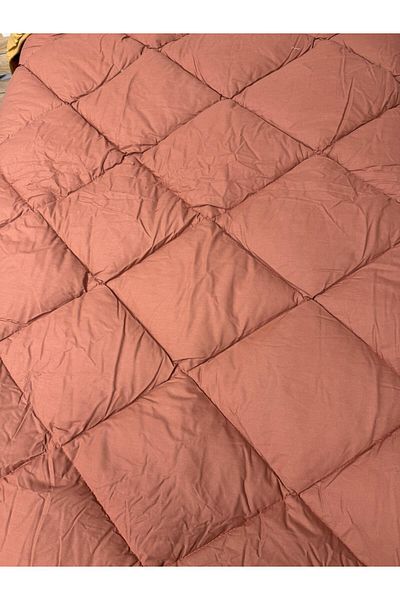 Clasy 100% Cotton Cotton Ranforce Single Quilt Double Sided Caramel-Tile Plain Patterned