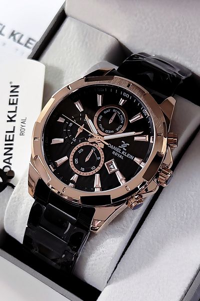 Daniel Klein Royal Original Men Wristwatch 3 Atm Waterproof Black Color Steel Band Gift Wristband Dke2112C5