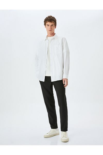 Koton Men's Black Trousers with Lace-Up Waist Pocket Detail 5Sam40032Hw