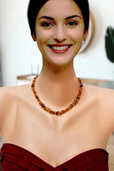 Pozitif Doğal Taş Hakiki Baltık Kehribarı Kolye 300-3