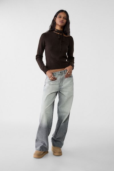 Stradivarius Lace-Up and Asymmetrical Knitwear Sweater