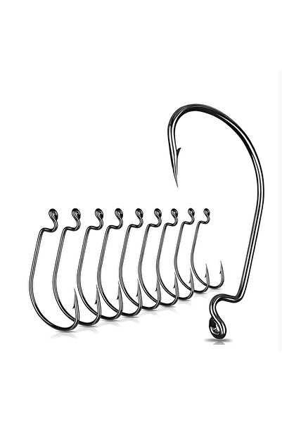 Hokkaido 50 Adet 2 Numara Yüksek Karbonlu Çelik Offset,Jig Head,Silikon,Sahte...