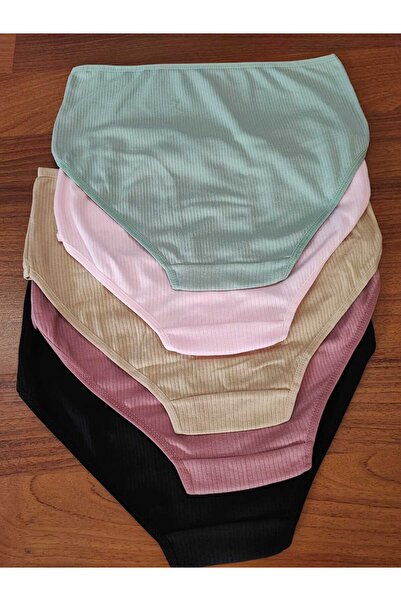 AVESŞENER Chiloți de damă cu nervuri cu talie înaltă - Bato Economic Pack de 5