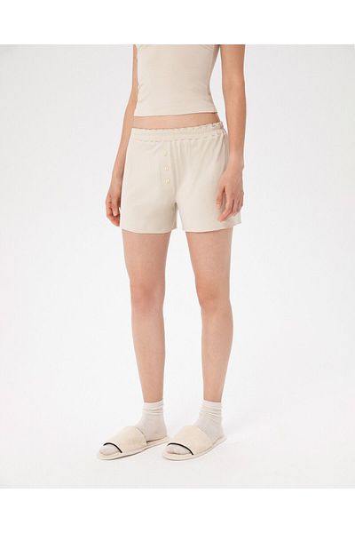 Ayma Active Women's Cream Ecovero Viscose Drawstring Boxer Pyjama Shorts