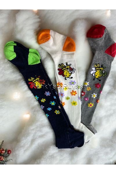 RENKYAPI 5-6 Years Old Girl's Pantyhose 3 Pieces Pantyhose 80% Cotton