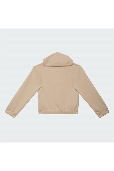 mumuko Girl's Hooded Zippered Sweatshirt Beige Color 100% Cotton