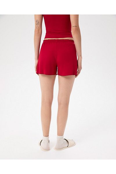 Ayma Active Red Women's Ecovero Viscous Drawstring Boxer Pajama Shorts