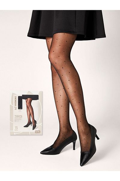 LC Waikiki Lcw Dream Black 15 Denier Polka Dot Women's Pantyhose