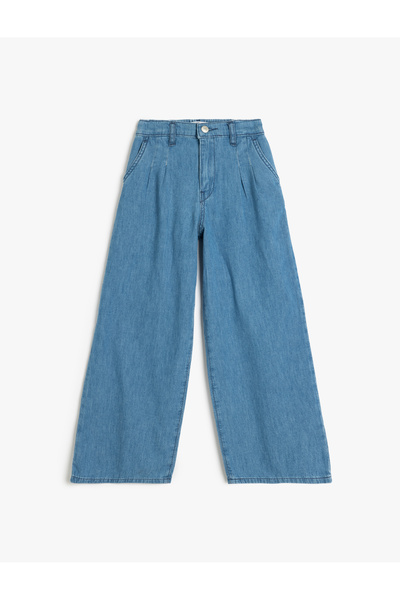 Koton Pantaloni din denim cu picioare largi Bumbac cu buzunare - Jean cu pici...