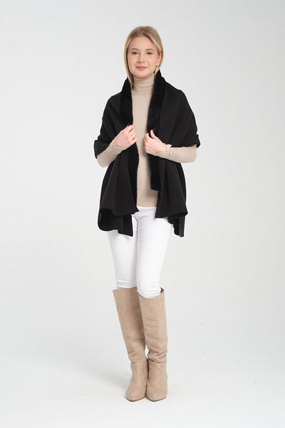Wega Moda Furry Shoulder Shawl, Stylish Comfortable Shoulder Shawl with Fur Detail, Fur Detailed Knitwear Shoulder Shawl, Women's Shoulder Shawl.
