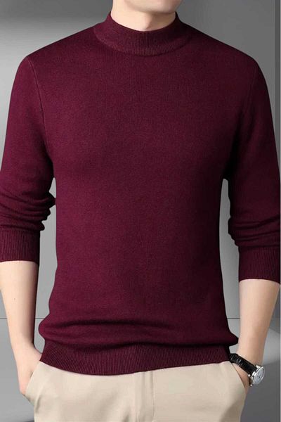 Mood Agenda Men's Non-Pilling Half-Throat Knitwear Sweater Half Fisherman Knitwear Sweater