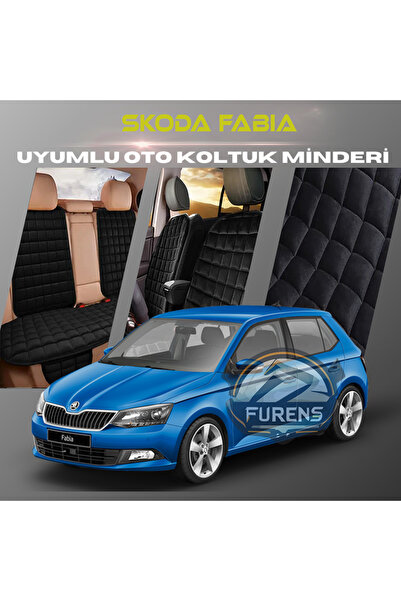 SHOOPLAA طقم وسائد مقعد السيارة سكودا فابيا باللون الأسود مع جيوب ريش تايلاند...